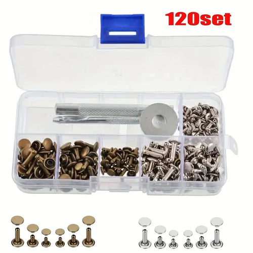 Metal Double Cap Rivets Studs Round Rivet for DIY Leather Craft Bag