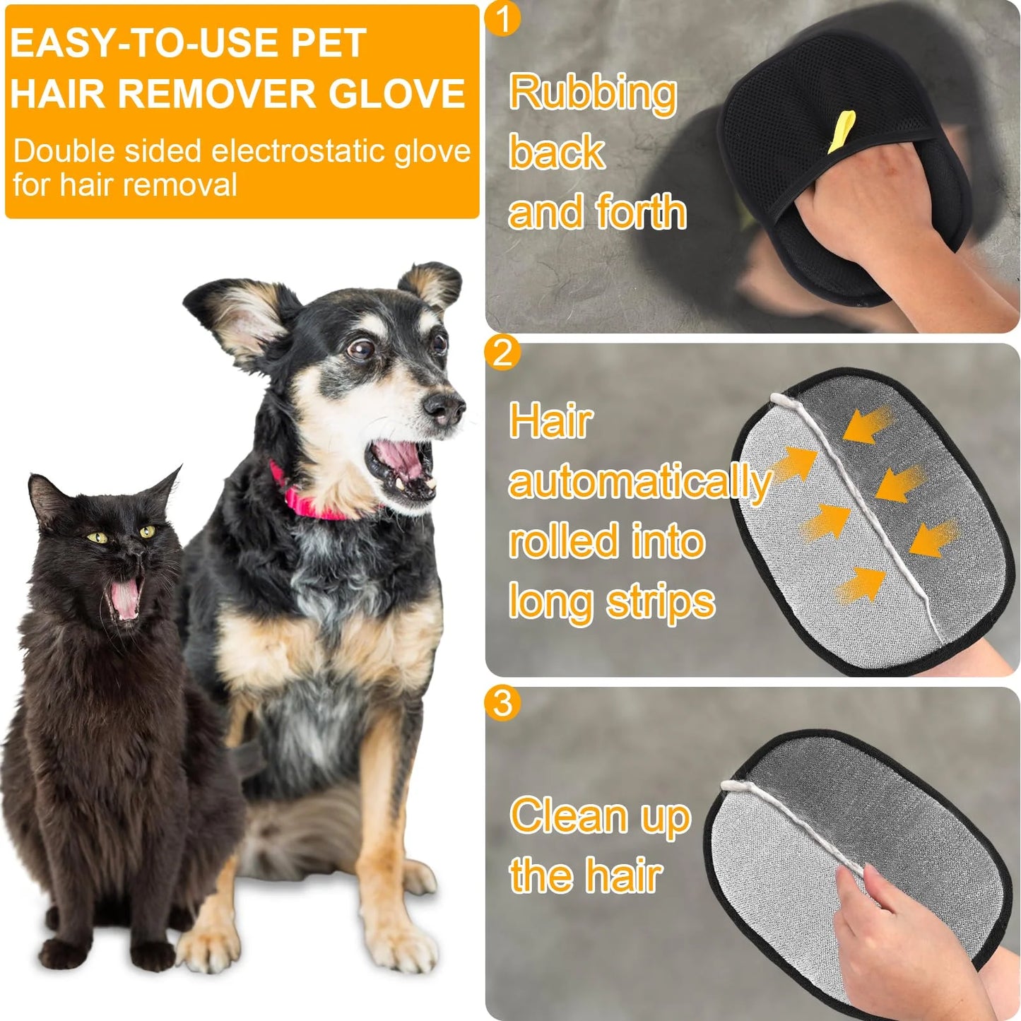 Double-Sided Pet Grooming Gloves, Cat Grooming Gloves, Pet Grooming
