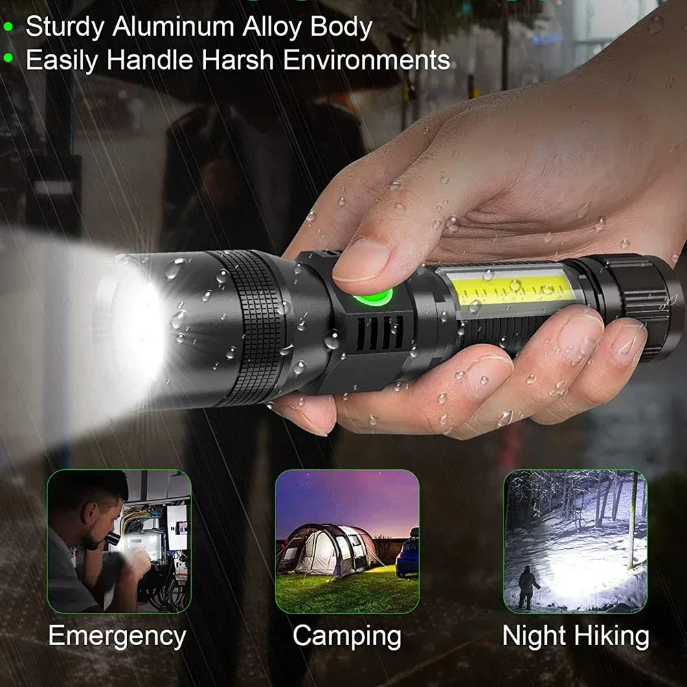 UV Light & Strong Light Flashlight USB Rechargeable Camping Lantern