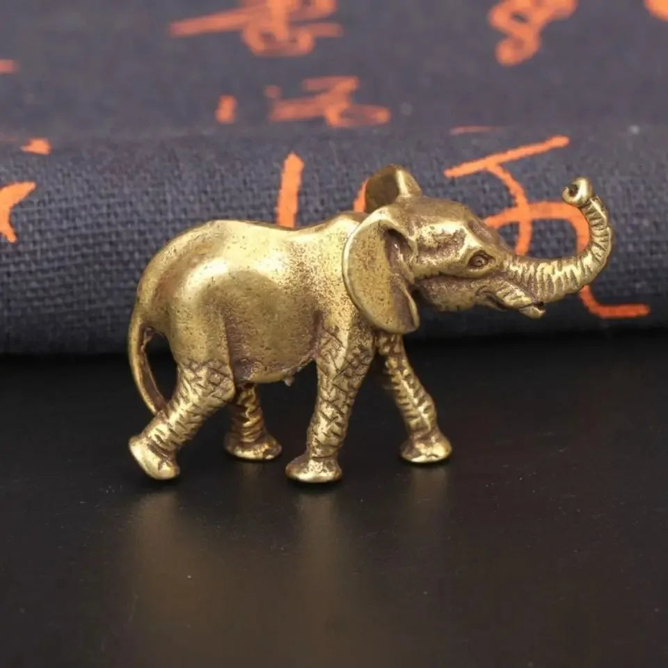 Antique Bronze Minature Elephant Figurines Tea Pet Table Ornament