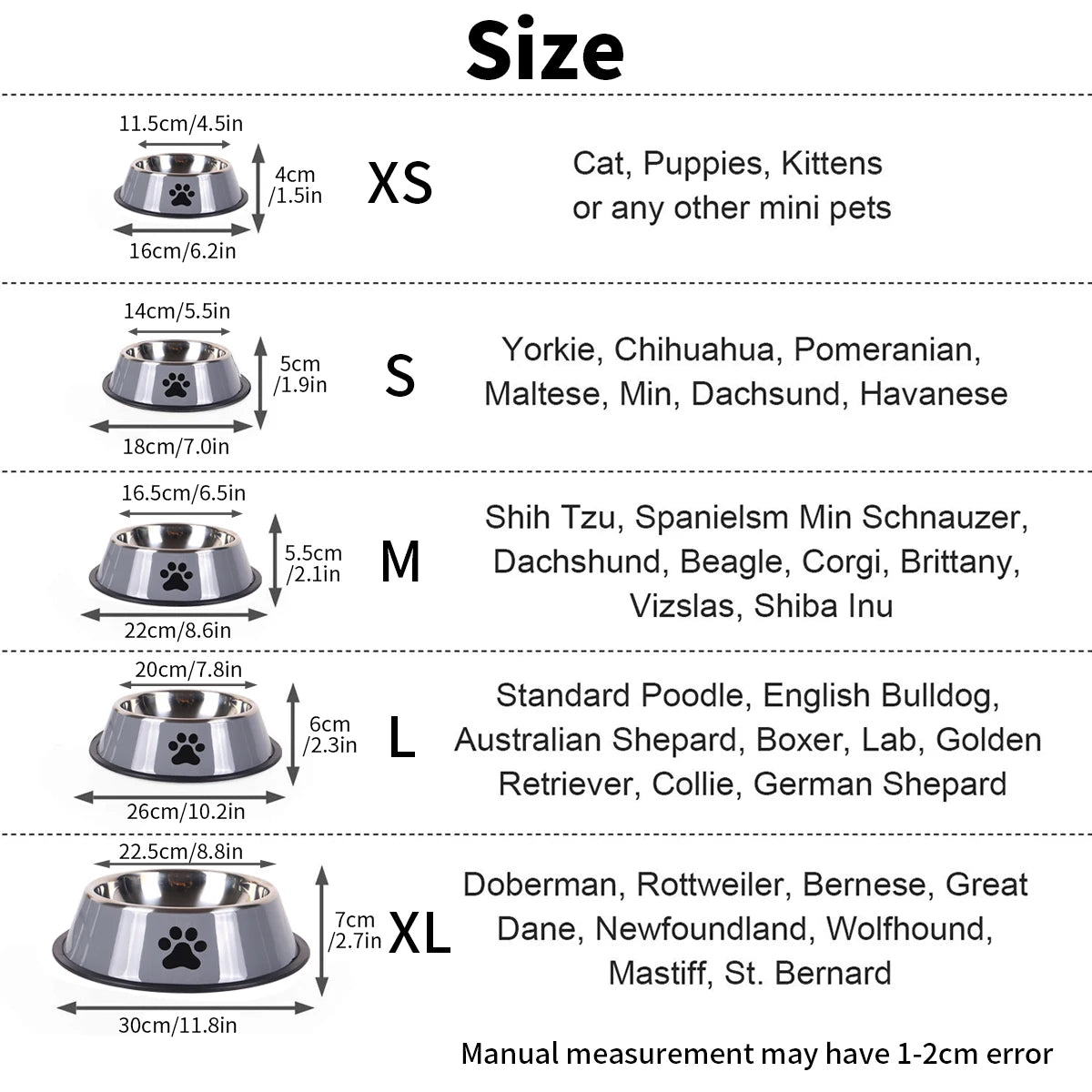 1PC Stainless Steel Pet Bowl Cat Bowl Dog Food Bowl