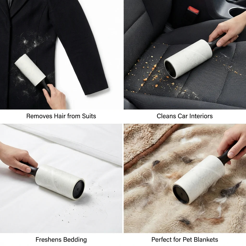 Reusable Lint Roller for Pet Hair - Sticky Adhesive Dust Remover for