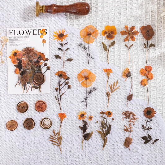 40 pcs/pack Vintage Dried flower Leaf specimen Stickers aesthetic
