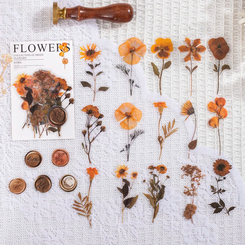 40 pcs/pack Vintage Dried flower Leaf specimen Stickers aesthetic