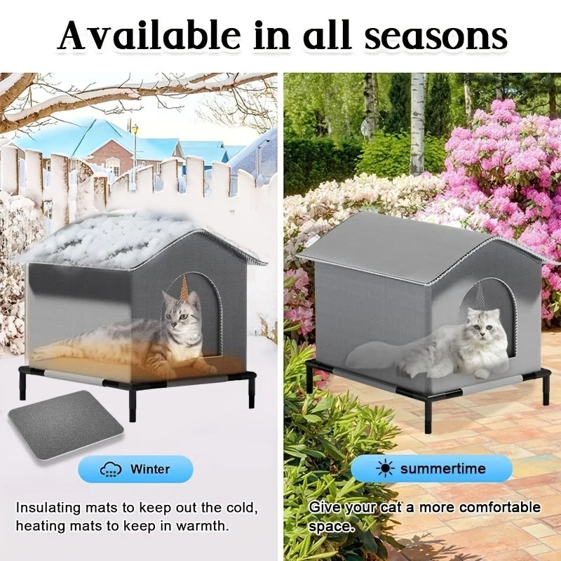 Stray Cat Houses with Mat Waterproof Winter Warm Shelter Foldable Pet