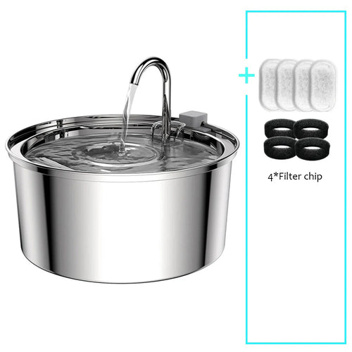 Stainless Steel Pet Water Feeder Cat Automatic Water Fountain USB