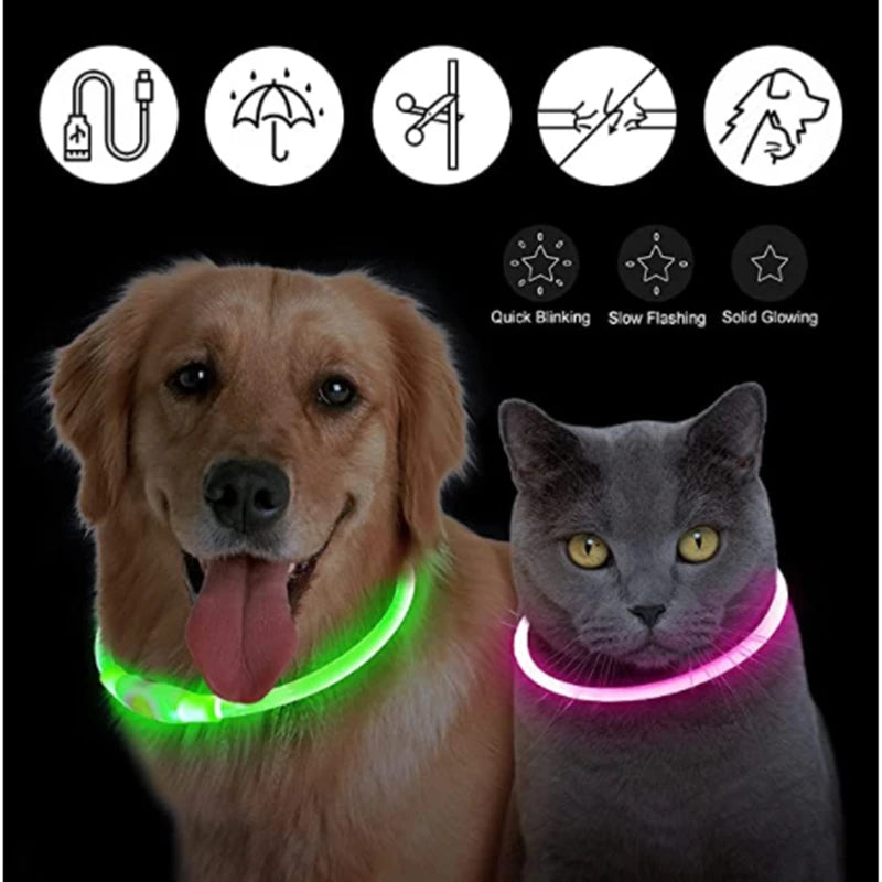 Luminous Dog Collar Light Charge Cat Necklace, Led Fashion Flashing
