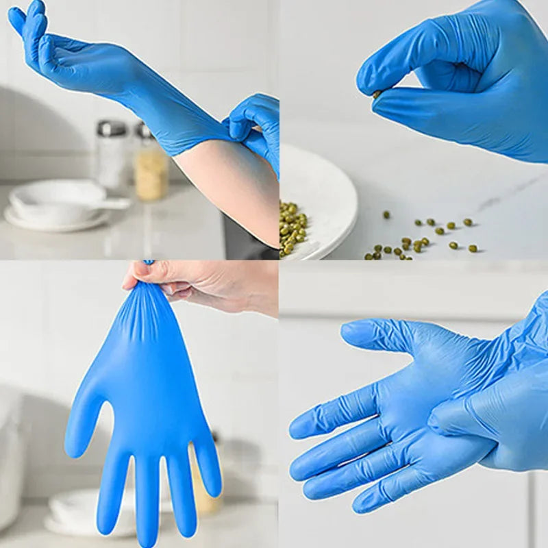 10/20/50/100PCS Blue Nitrile Gloves Disposable Waterproof Blue Gloves
