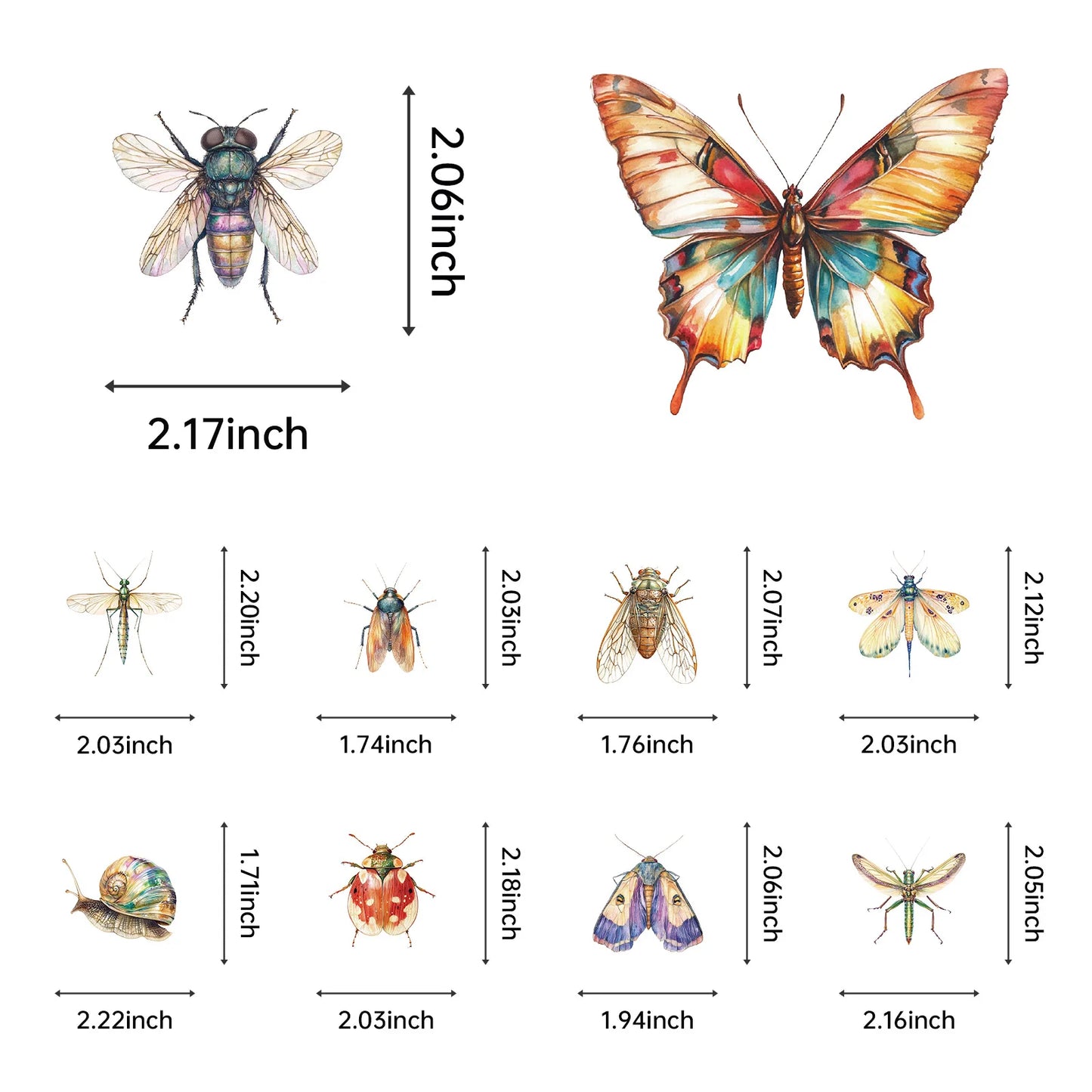 50Pcs Cute Cartoon Insect Beetle Stickers PET for Toy DIY Luggage