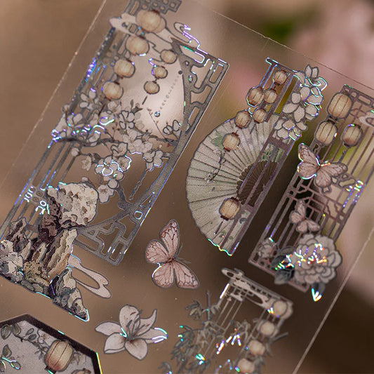 3pcs Chinese style Bronzing flat Stickers Creativity Decorative Stick