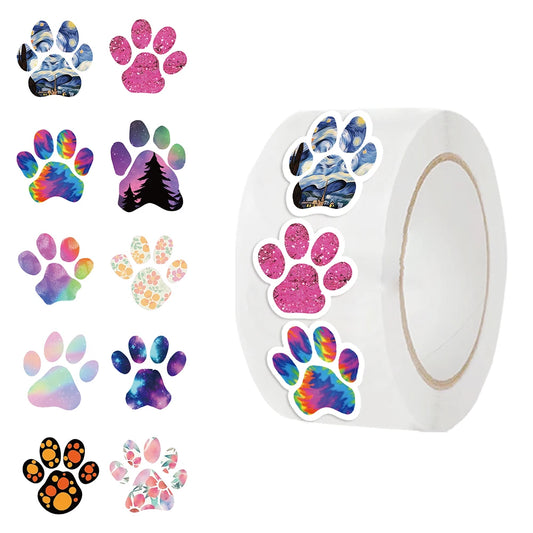 500PCS Puppy Pet Dog Paw Stickers Adorable Puppy Dog Paw Print