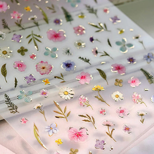 1 pc 5D Chinese style camellia nail sticker Vernal Equinox peach