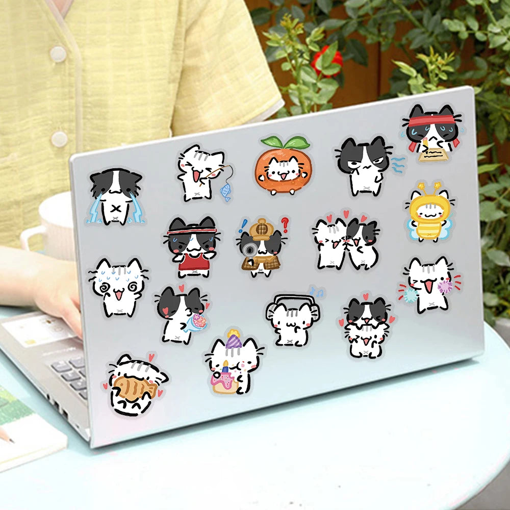 54pcs Little Cat Transparent PET Stickers Decals For Laptop Scrapbook