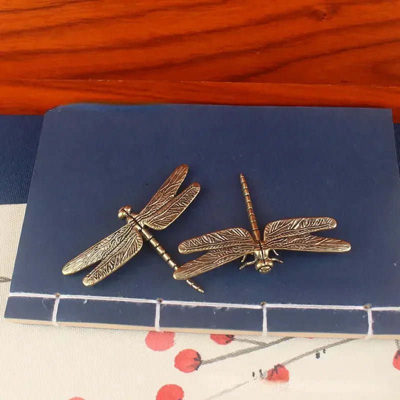 Vintage Brass Dragonfly Figurine - Antique-Style Home & Office Desk