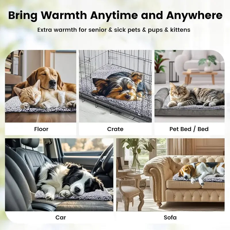 Self-Warming Pet Pad Blanket, Electric-Free Thermal Bed Mat, Anti-Slip