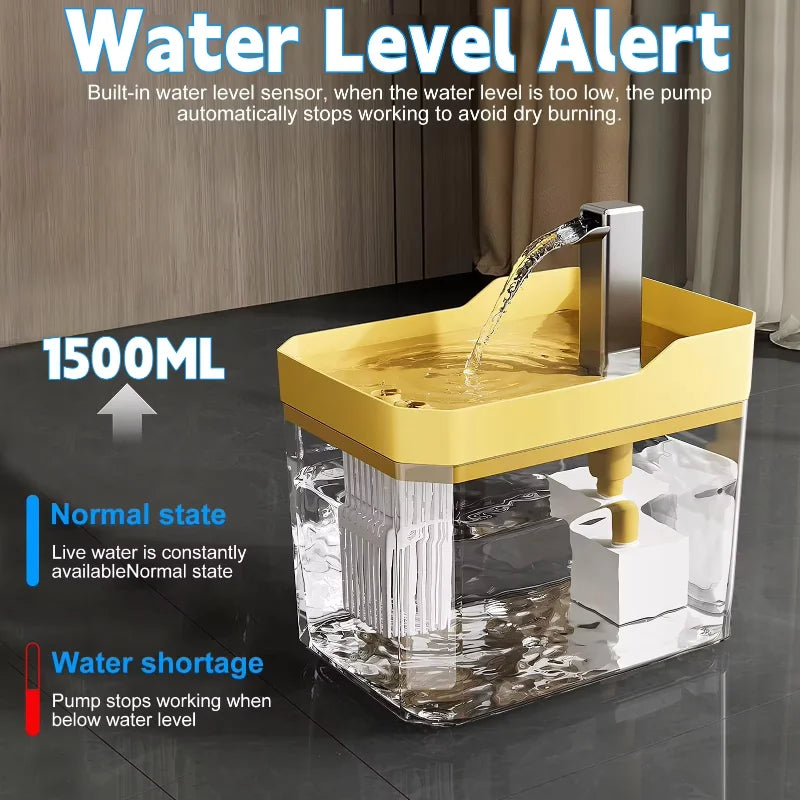 Cat Water Fountain Auto Filter USB Pet Drinking Dispenser Live Water