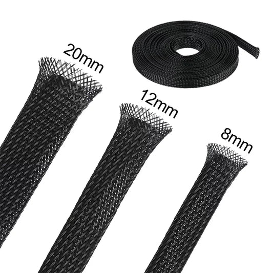 3m/9.85ft PET Expandable Braided Sleeving Flexible Wire Mesh Sleeve