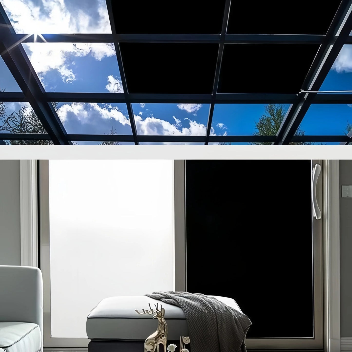 Black Opaque Glass Self-Adhesive Film, Uv Protection, Full Blackout