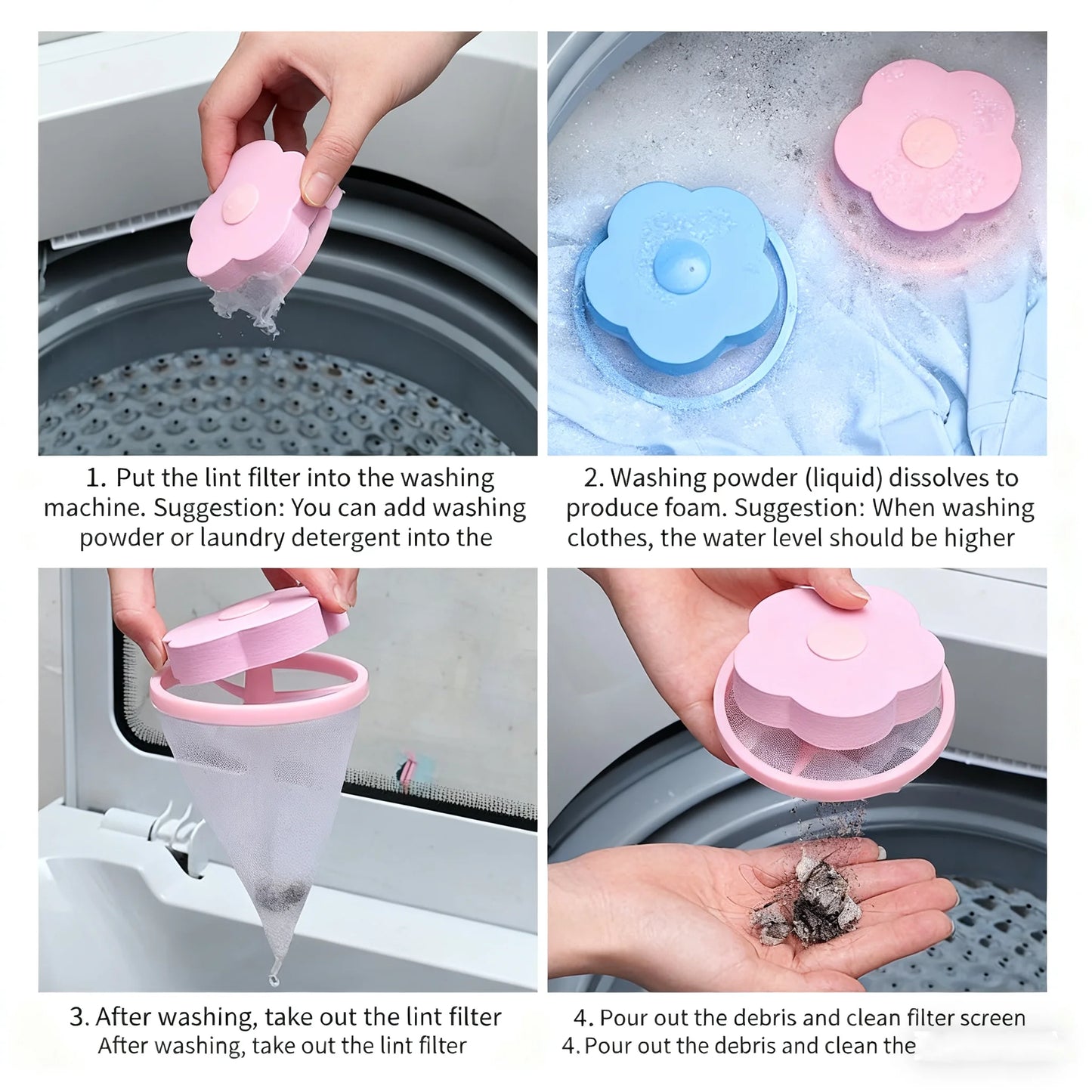 1-4PCS Reusable Laundry Ball With Mesh For Washing Machine Plum