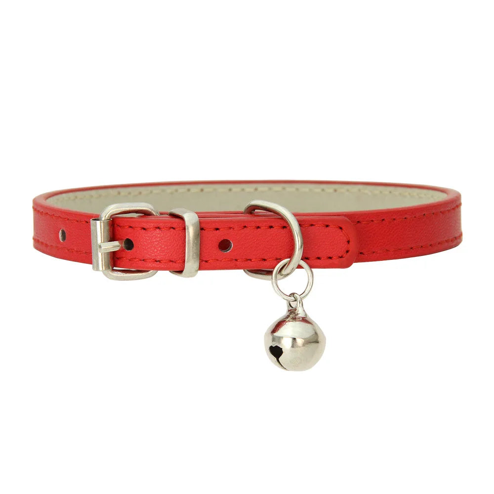 Adjustable PU Leather Cat Collar - Durable, Stylish Pet Collar with
