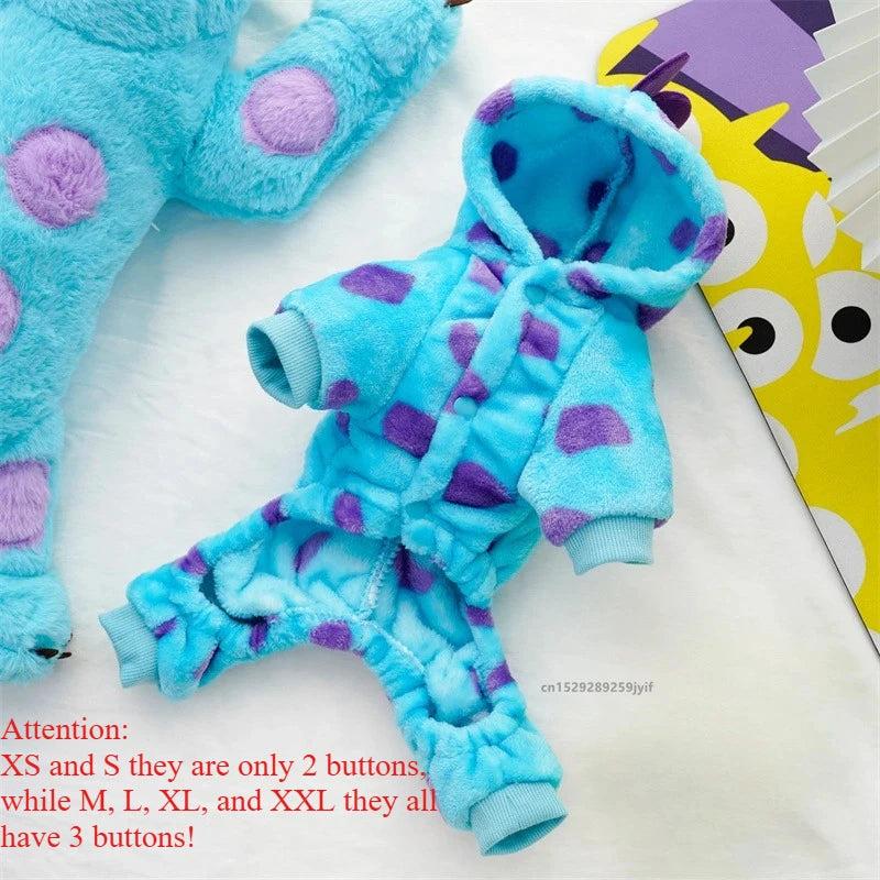 1PC Pet Clothing Dog Cat Autumn and Winter Thickened Warm Blue