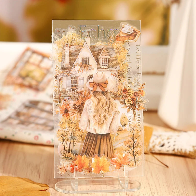20 Sheets PET Die cut Stickers book Four Seasons Scenery Decorative