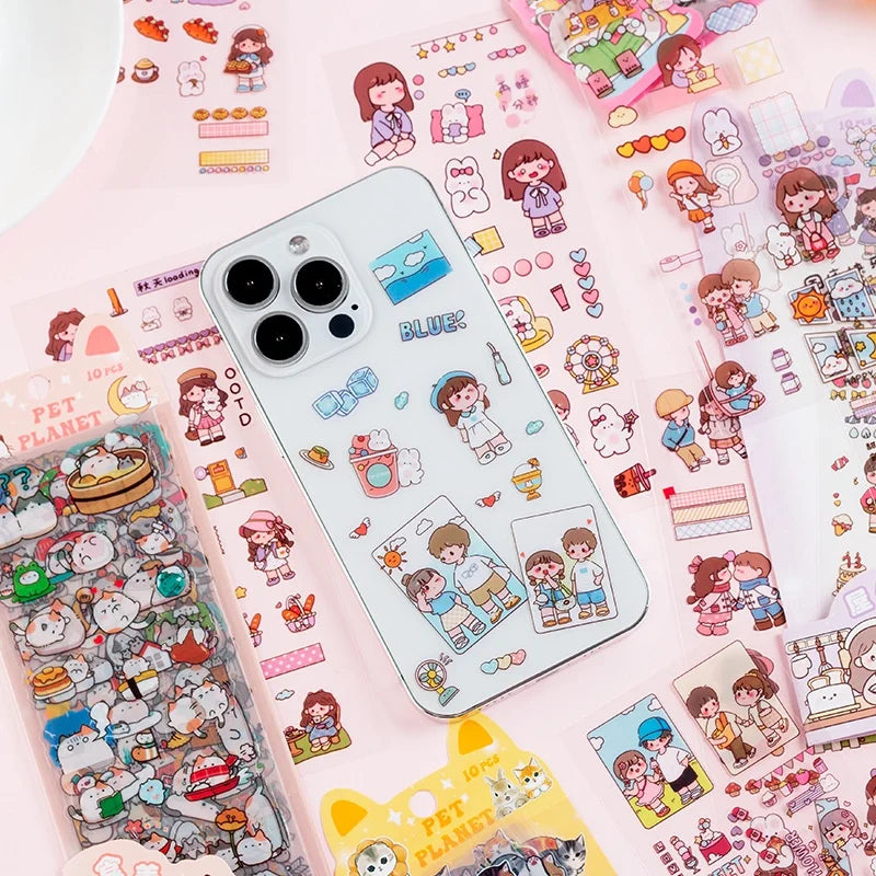 10Sheets Pet Planet Series Cartoon Transparent Waterproof PVC Ledger