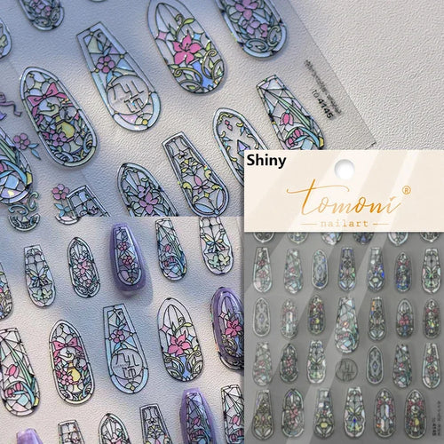 1piece 5D glass fragment nail sticker high quality stained glass