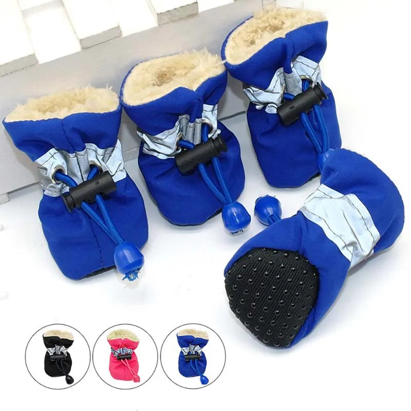 4pcs Antiskid Puppy Shoes Pet Protection Soft-soled Pet Shoes Winter