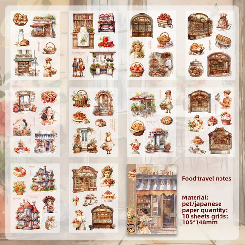 Journamm 10sheets Vintage PET Stickers Washi Paper Stickers DIY