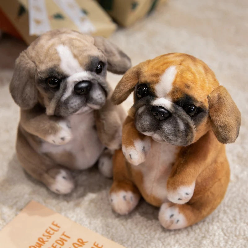 Realistic Sitting Poodle Pug Puppy Plush Toy Stuffed Doggy Cute Fluffy