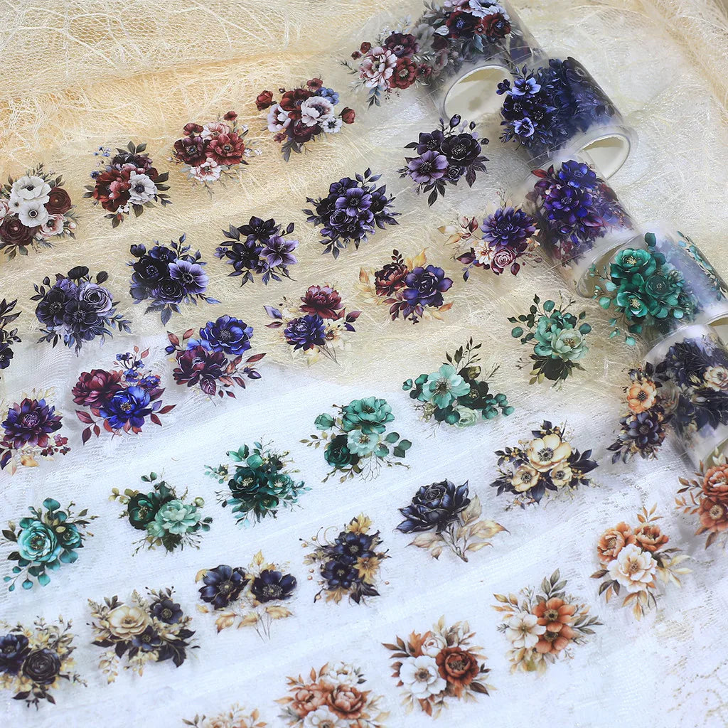 50mm*2m Vintage Floral Tape Self-Adhesive Scrapbooking PET Material