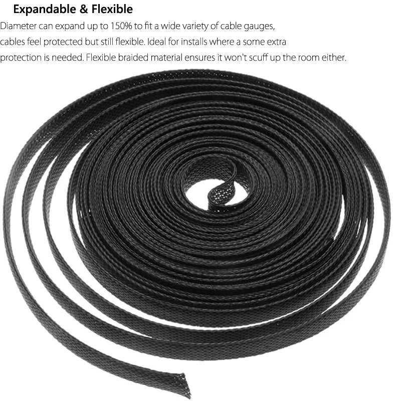 3/5M Black Insulated Braid Sleeving