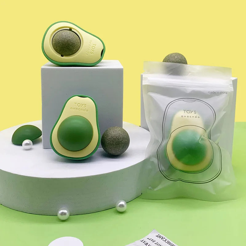 Avocado Catnip Ball Rotatable Pet Toy Mint Ball Wall Stickup Cat