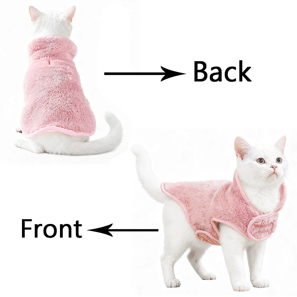 Cute Pet Jacket Coat Adjustable Soft High Neck Kitten Apparel