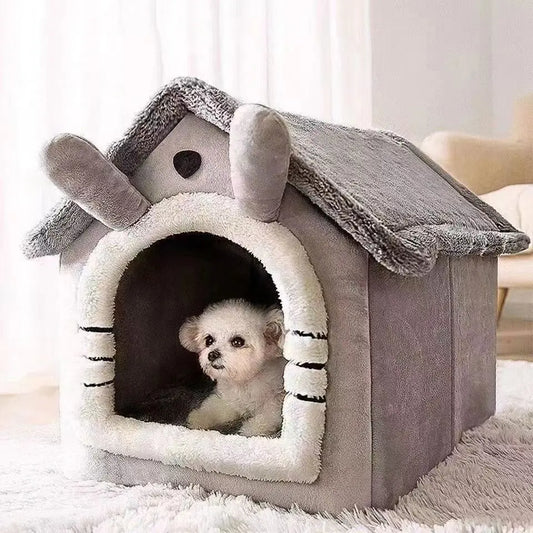 All Season Dog House Style Bed - Removable Washable Pet Bed for Small