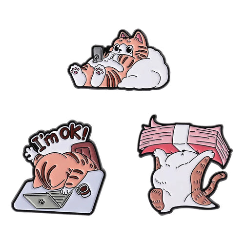 3-10pcs/set Cute Animal Enamel Pins Pet Dogs Raccoon Red Eared Rabbit