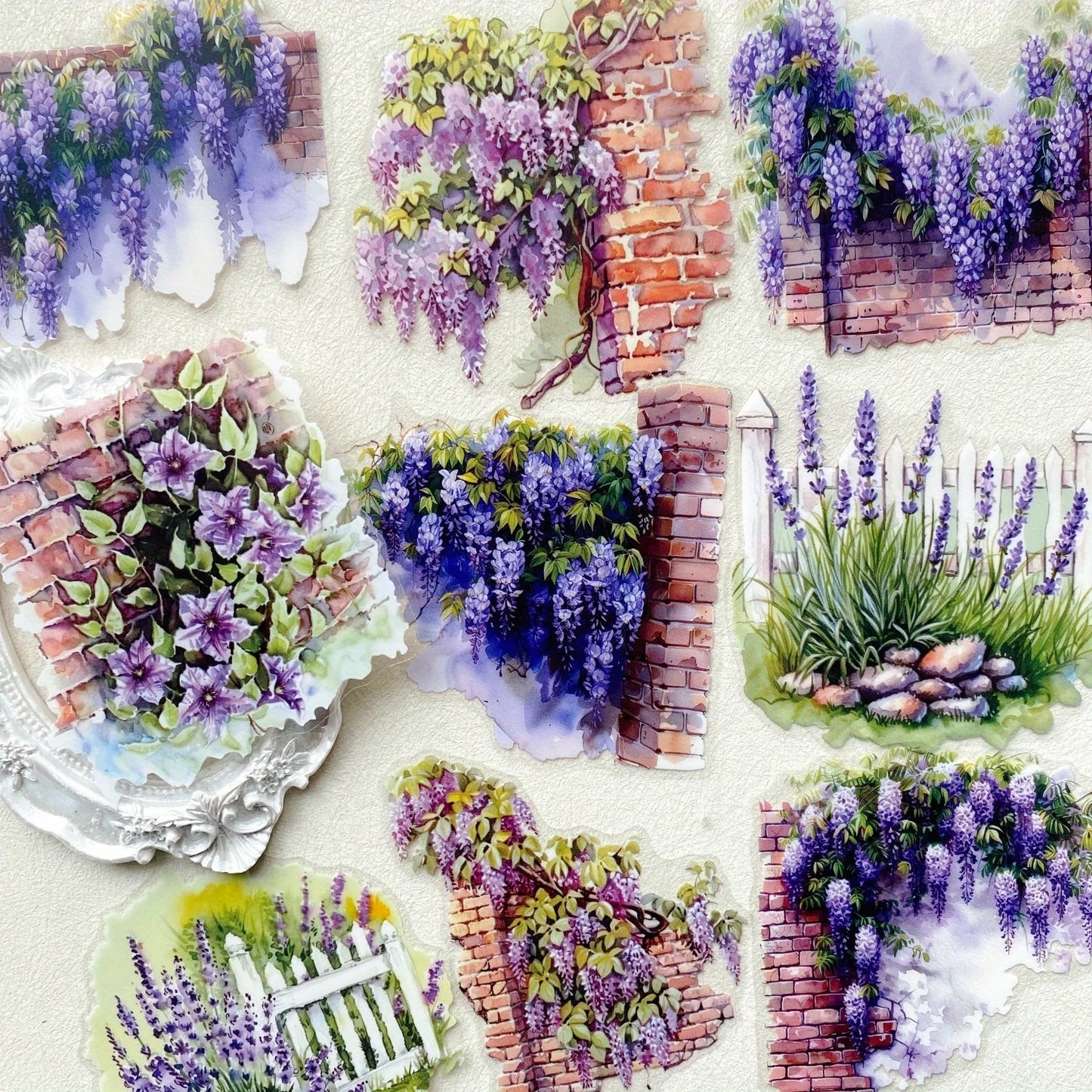 10pcs Plant Flowers Sticker PET Material Junk Journal Hand Account DIY