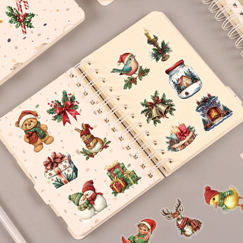 50PCS Celebrating Christmas Cartoon Art PET Stickers Creative