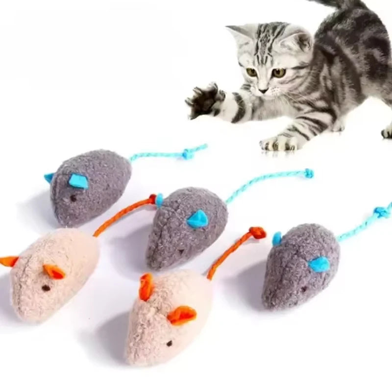 Hot 3/7PCS Interactive Plush Rat And Cat Toys With Durable Linen