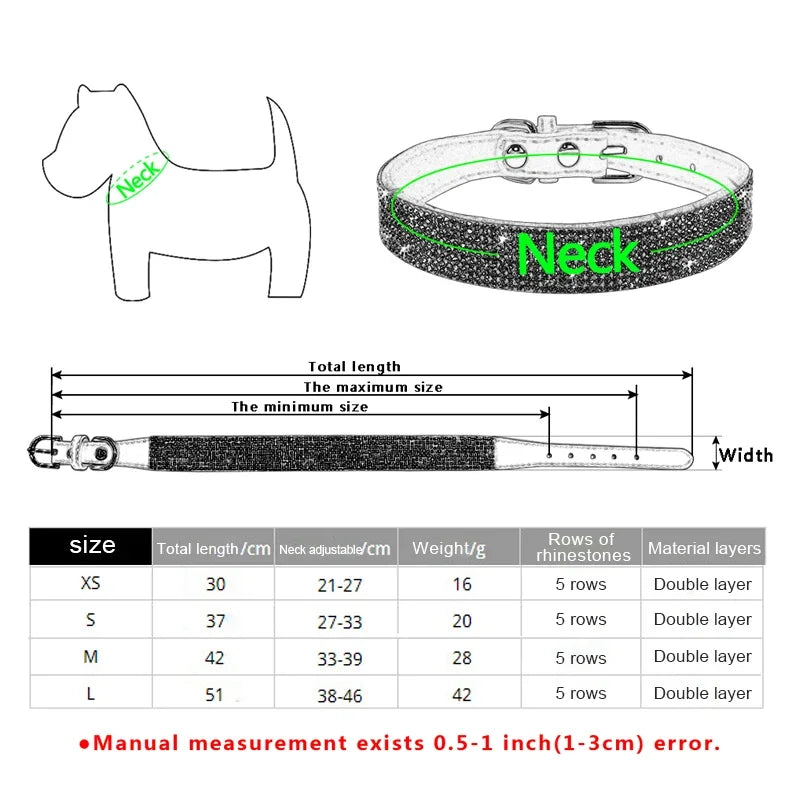 Dog Collar Crystal Glitter Rhinestone Pet Collars Zinc Alloy Buckle