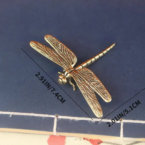 Vintage Brass Dragonfly Figurine - Antique-Style Home & Office Desk