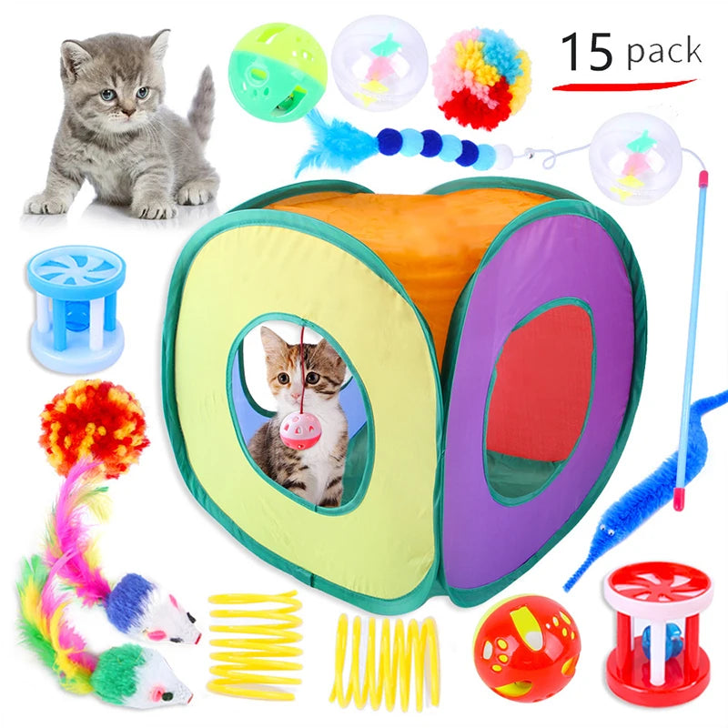 Cat Toys Cat Kitten Play Tunnel  Mouse Shape Balls Foldable  Chat