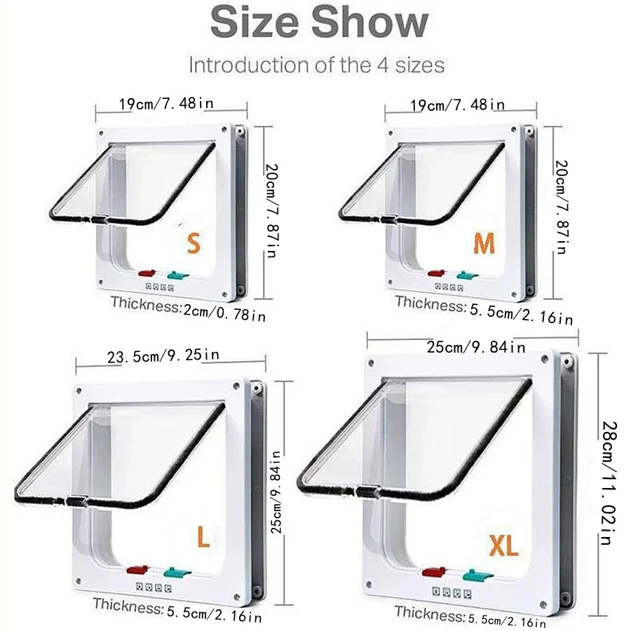 Weather Proof Cat Door 4 Way Locking for Cat up to 20 lbs for Interior