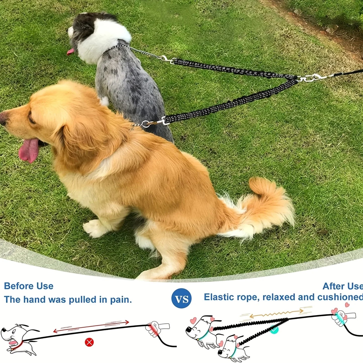 Pet Dog Double Leashes - No Tangle Dog Leash Coupler, Comfortable