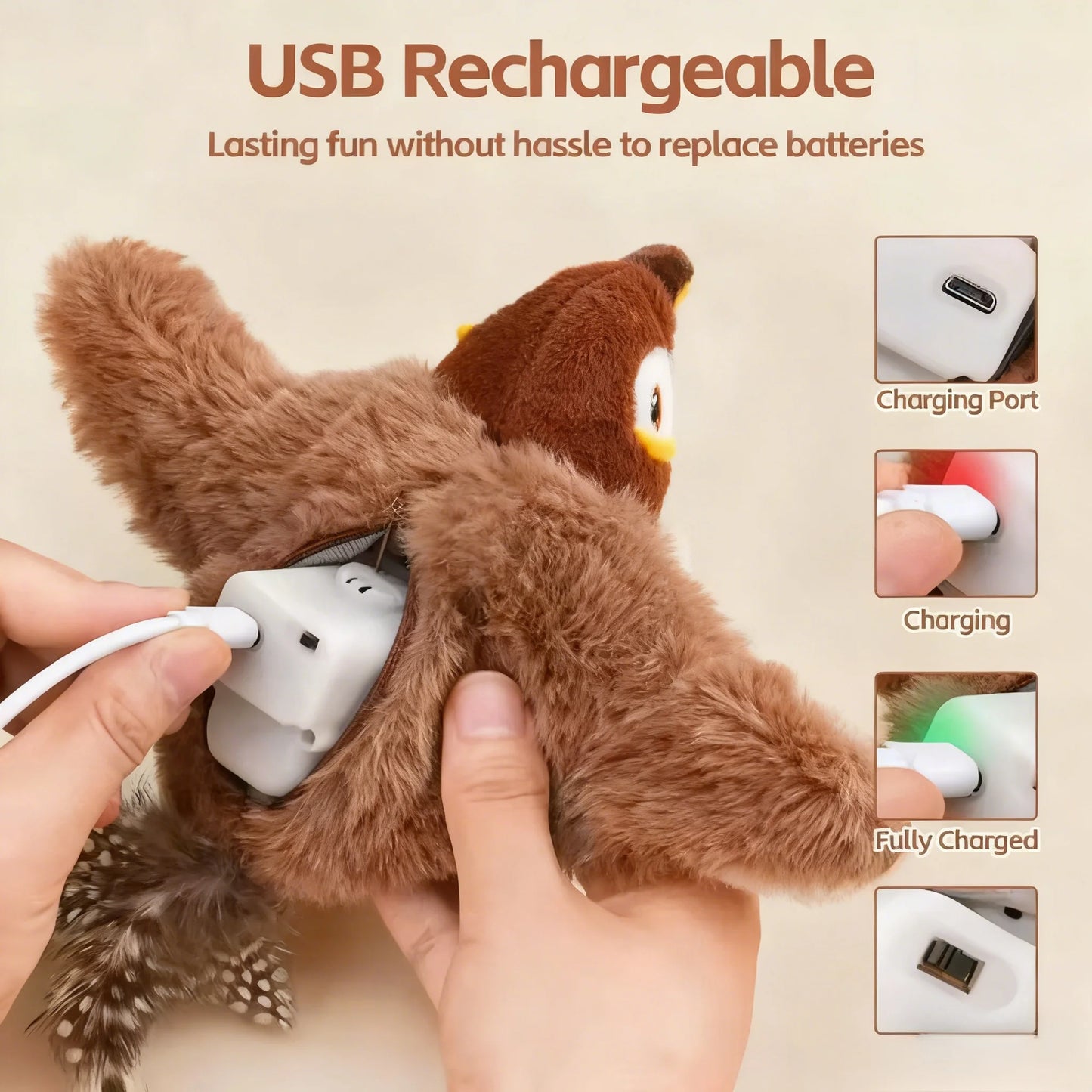 New Simulated Bird Cat Toy Interactive Toys Dog Rechargeable Chirping