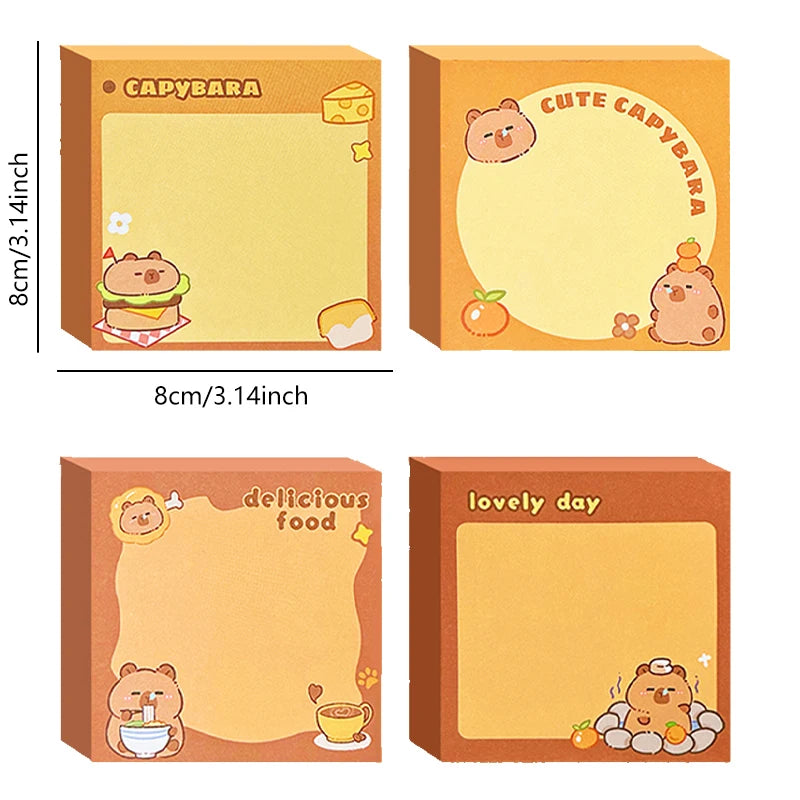 50/200PCS Cute Cartoon Capybara Memo Pad Stickers School Supplies