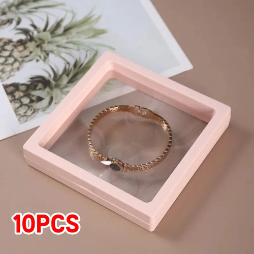 10PS Transparent Film Jewelry Packing Box Suspended Ring Earrings
