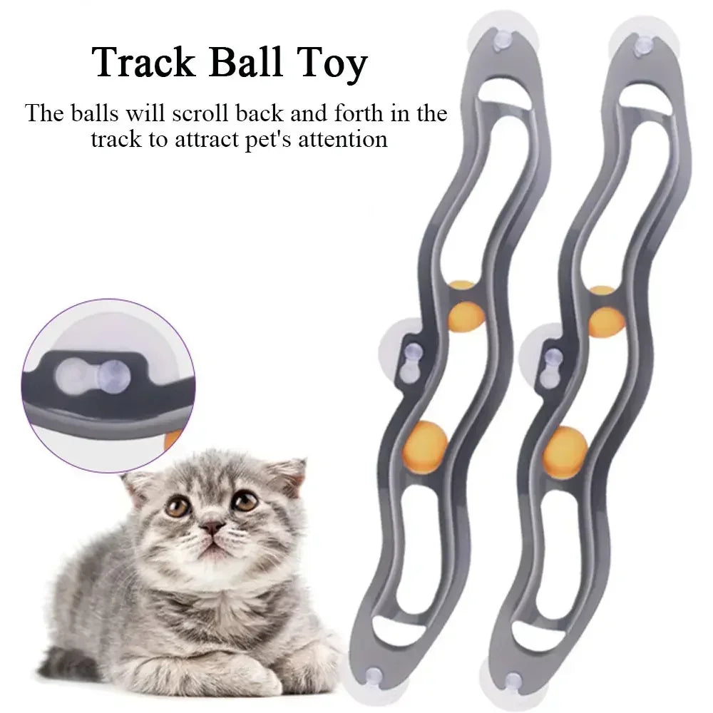 Track Cat Toy Plastic Sucker Track Ball Pet Accessories Window Table