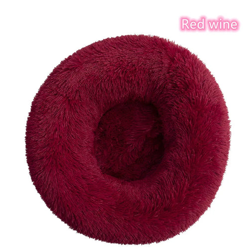 Super Soft Pet Cat Bed Plush Full Size Washable Calm Bed Donut Bed